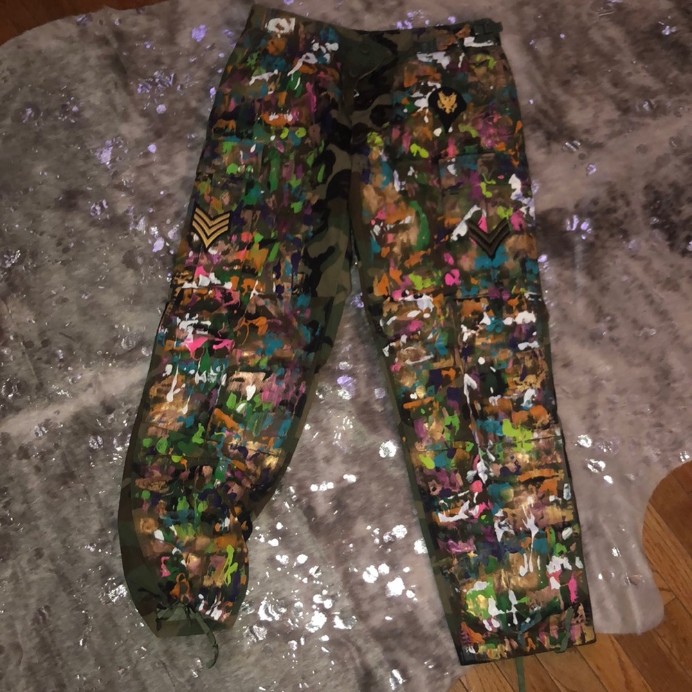 Painted Army fatigue pants